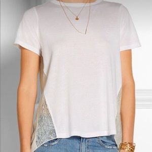 Clu Silk and Lace White T- Shirt Sz Medium